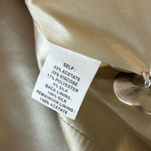 Kay Unger Cream Gold Tweed Silk Bodice Dress with Matching Silk Lined Jacket 10 - Picture 15 of 15